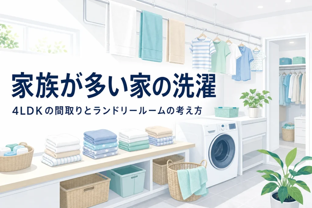 4LDKの間取りにランドリールームを作る時の考え方を紹介する記事のアイキャッチ
