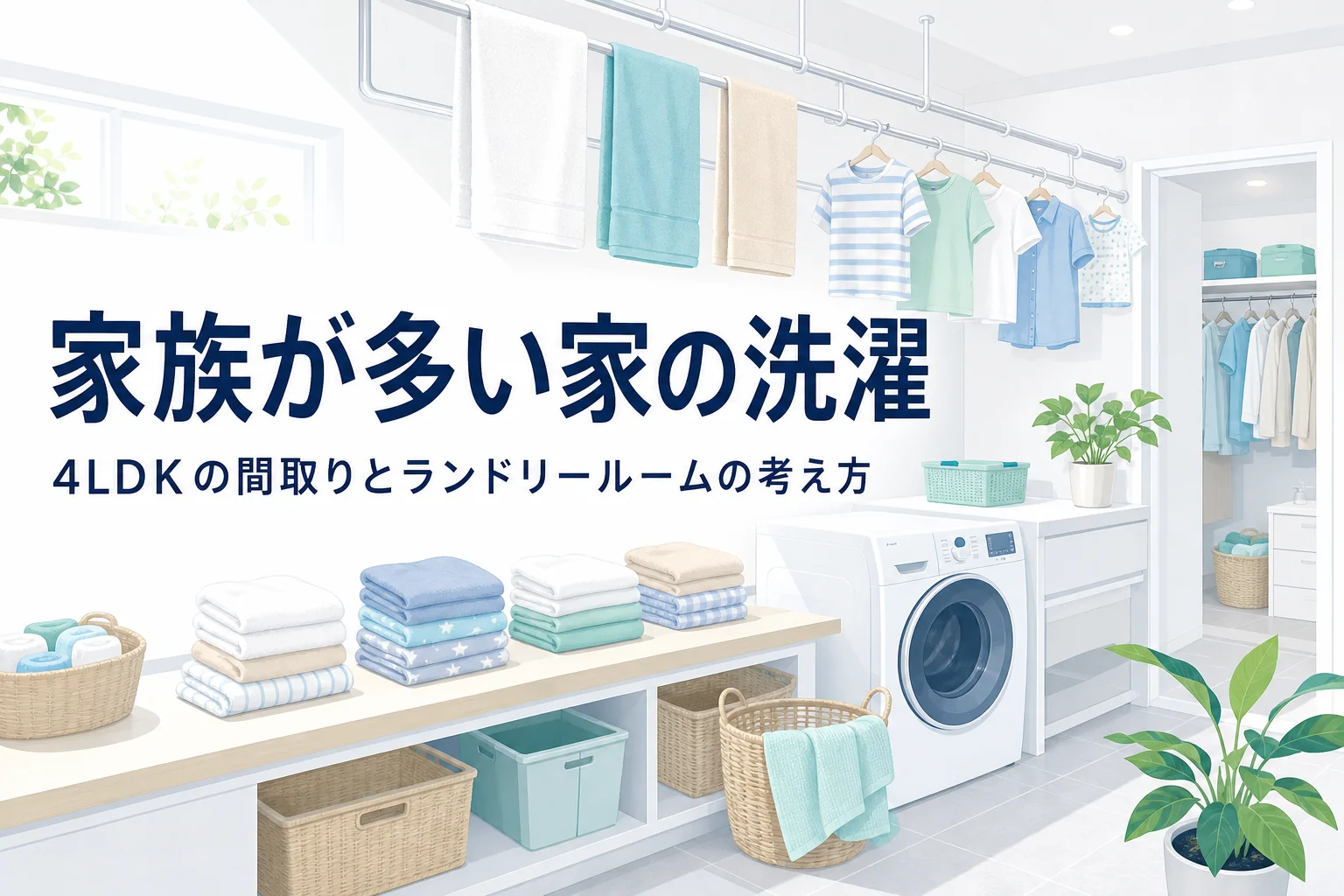 4LDKの間取りにランドリールームを作る時の考え方を紹介する記事のアイキャッチ