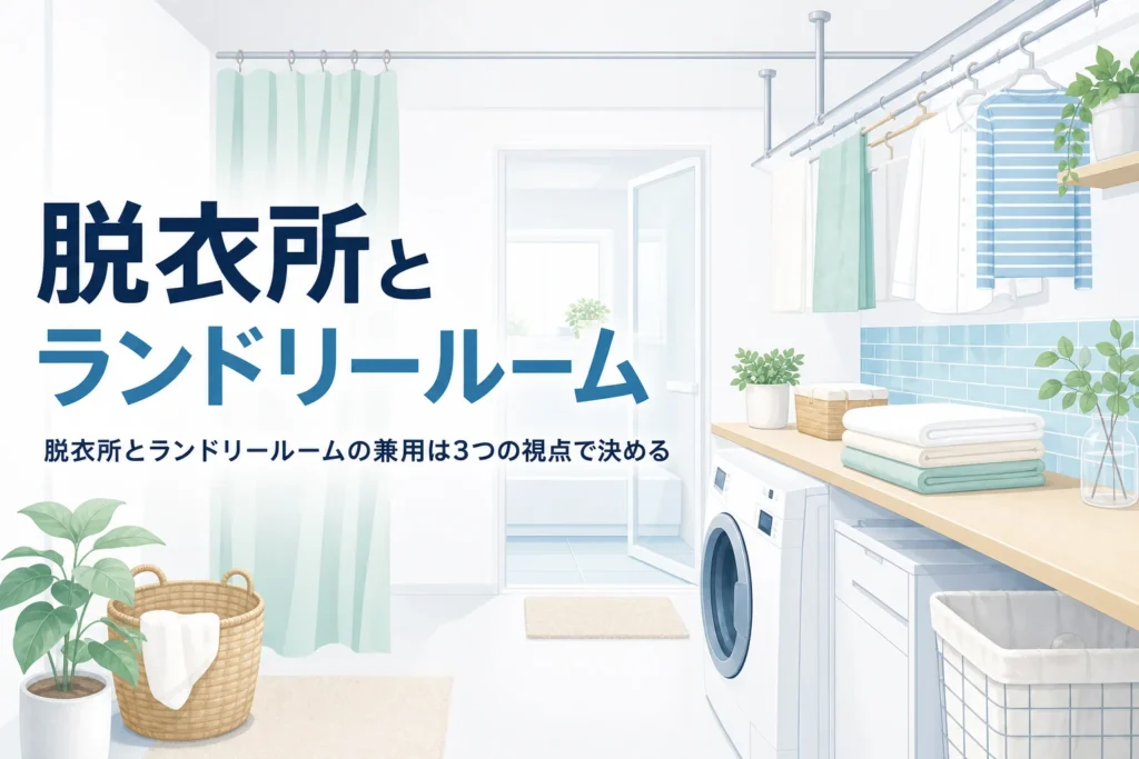脱衣所とランドリールームの兼用と分ける間取りの違いを比べる記事のアイキャッチ