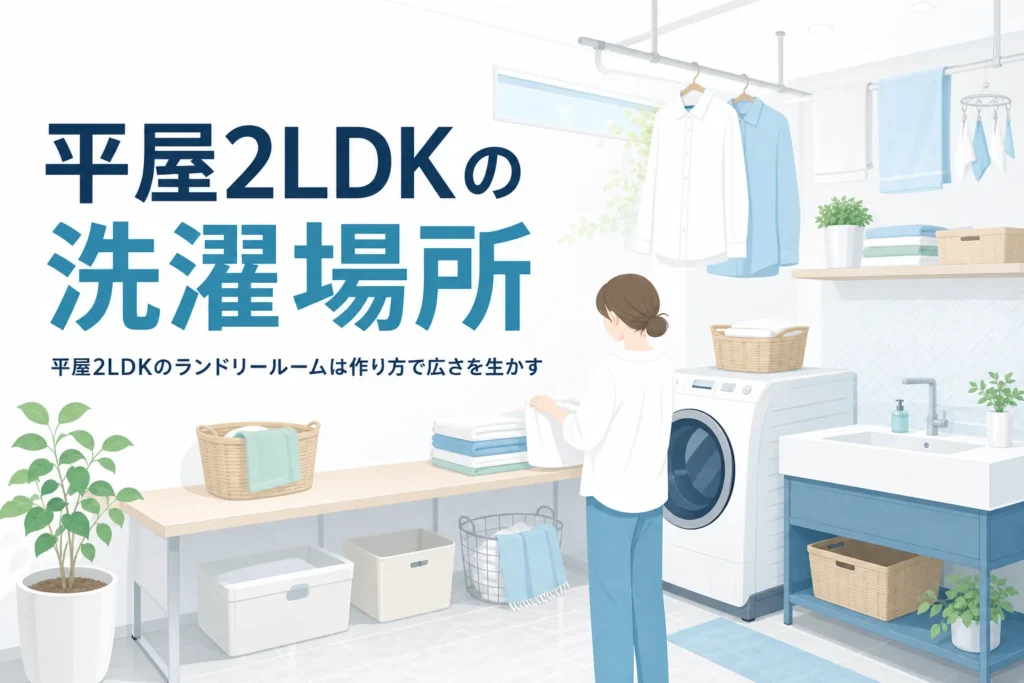 平屋2LDKのランドリールームの間取りを夫婦2人の暮らし方から考える記事のアイキャッチ