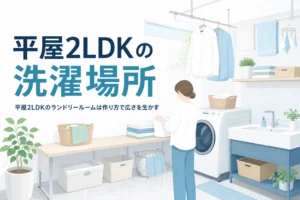 平屋2LDKのランドリールームの間取りを夫婦2人の暮らし方から考える記事のアイキャッチ