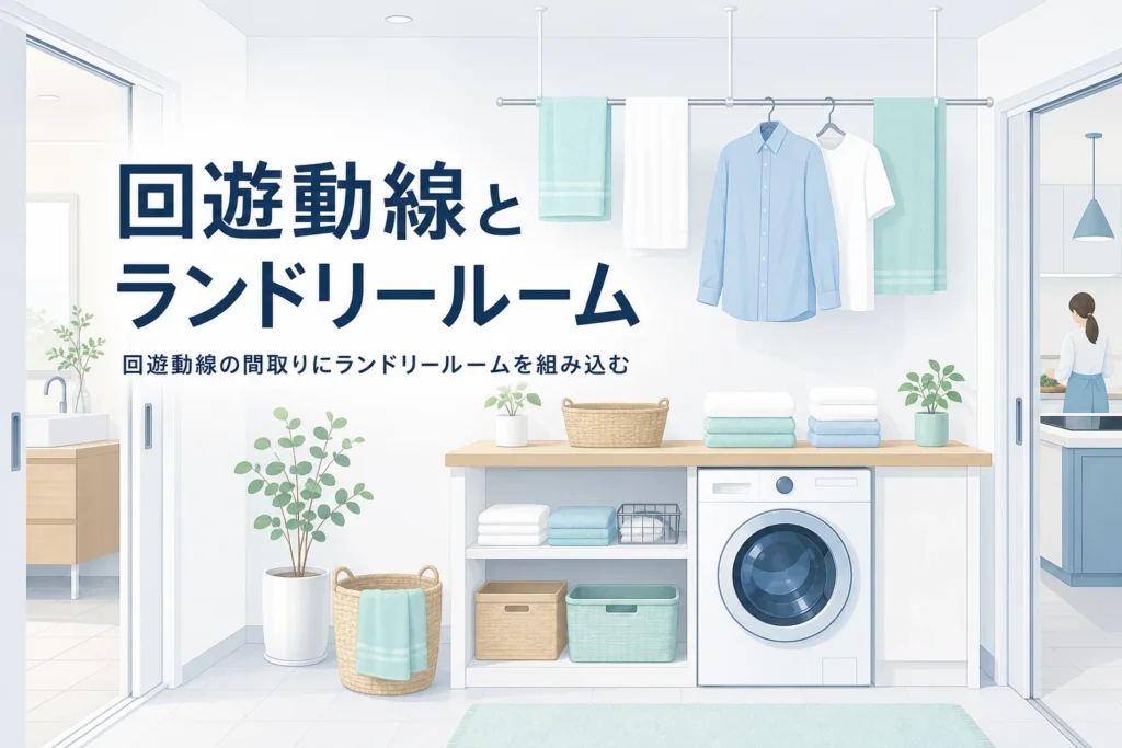 回遊動線の間取りにランドリールームを組み込んで行き止まりをなくす記事のアイキャッチ