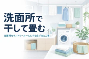 洗面所をランドリールームにする方法と工事で確かめることを紹介する記事のアイキャッチ