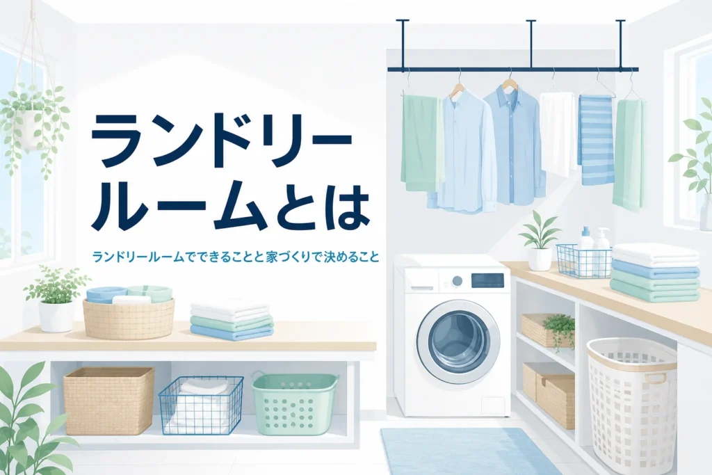 ランドリールームとは何か、できることと家づくりで決めておきたいことを解説する記事のアイキャッチ